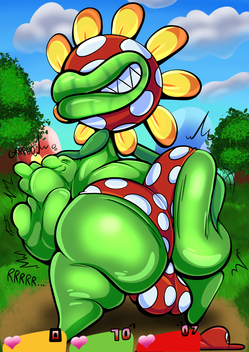 absurd_res anthro big_butt bulge butt butt_grab clothing elemental_creature flora_fauna hand_on_butt hi_res male mario_and_luigi_(series) mario_bros nintendo oral_vore petey_piranha piranha_plant plant solo tepigfan101 underwear video_games vore