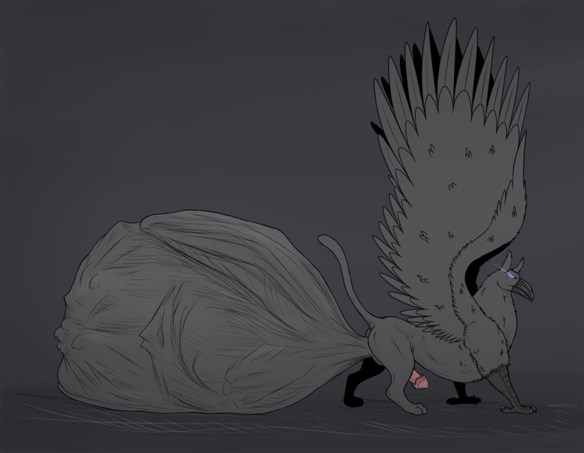 avian balls big_balls cock_vore dragon dragon_prey duo erection feral feral_pred feral_prey genitals glowing glowing_eyes gryphon gryphon_pred hi_res male mythological_avian mythology penile penile_spines penis raised_tail smaller_pred thatgryphonguy unwilling_prey vore wings