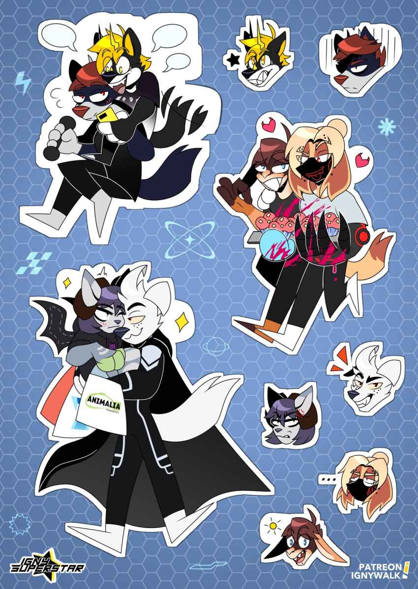 akira_chase anthro canid canine canis domestic_dog group hi_res hybrid ignatius_walker keith_mcdollan lagomorph leporid male male/male mammal palmer_cox palmer_superdog rabbit sebastian_brighton sticker superhero tommy_unwin toony vampire walk-w-igny wolf