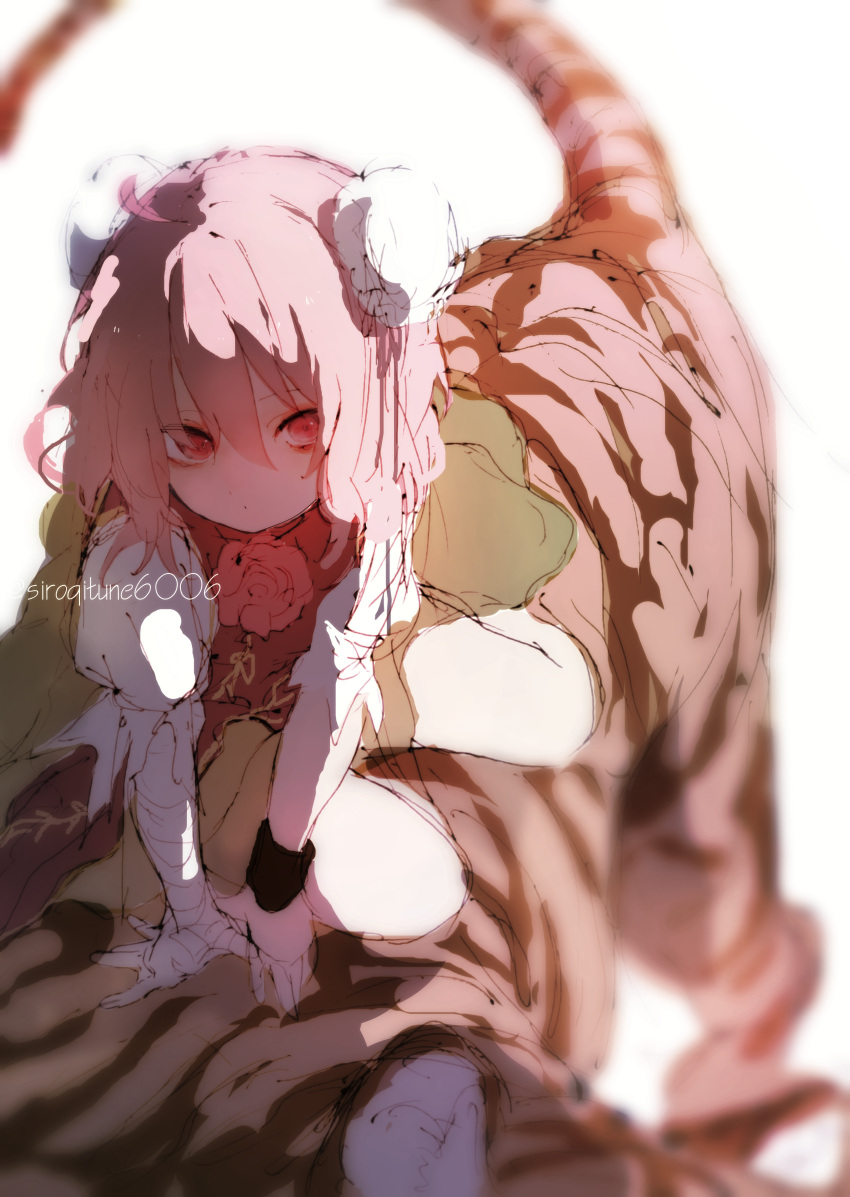 1girl absurdres chinese_clothes highres ibaraki_kasen kn001215 looking_at_viewer oni pink_hair red_eyes solo tiger touhou