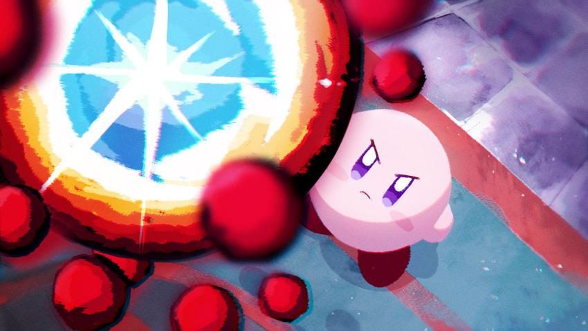 blush_stickers chaos_elfilis colored_skin dutch_angle fecto_elfilis haramakiii10 highres kirby kirby_(series) kirby_and_the_forgotten_land looking_at_another no_humans orb pink_skin