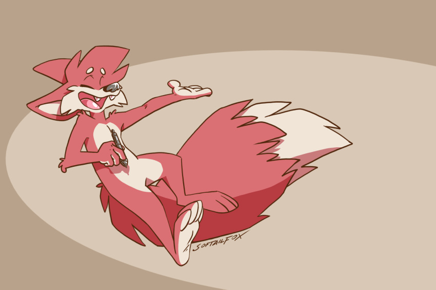 barefoot big_feet big_hands big_tail bottomless bottomless_male canid canine clothed clothing feet fluffy fluffy_tail fox fur head_tuft male mammal red_body red_fox red_fur short short_male softailfox stylus toony tuft