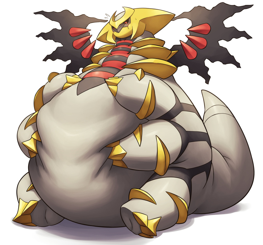 2020 absurd_res altered_forme_giratina ambiguous_gender belly big_belly bodily_fluids feral giratina hand_on_stomach hi_res legendary_pok&eacute;mon morbidly_obese morbidly_obese_ambiguous morbidly_obese_feral nintendo obese obese_ambiguous obese_feral overweight overweight_ambiguous overweight_feral pok&eacute;mon pok&eacute;mon_(species) secret_d_devil sitting solo sweat sweatdrop video_games