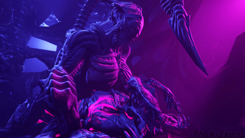 3d_(artwork) alien alien_(franchise) black_body breasts crossover detailed_background digital_media_(artwork) duo excella eyeless faceless_character faceless_male fan_character fangs female from_front_position grey_body hi_res humanoid interspecies lying male male/female multicolored_body nidus_(warframe) on_bottom on_top open_mouth teratophilia thekidxeno thick_thighs video_games warframe white_body wide_hips xenomorph
