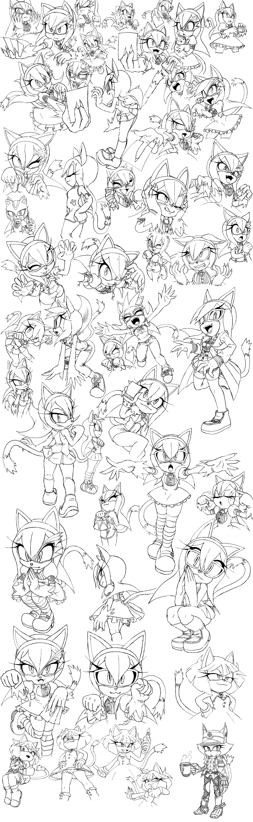 absurd_res anthro blaze_the_cat bottomwear card chao_(sonic) clothing coffee_mug dress female hair handbag hat hb_lint headgear headwear hi_res high_guardian_spice honey_the_cat jacket long_hair sega skirt solo sonic_the_fighters sonic_the_hedgehog_(series) topwear valkyria_chronicles yu-gi-oh!