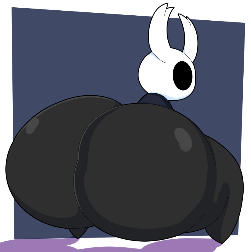 absurd_res ambiguous_gender anthro arthropod big_butt black_body butt crouching cyandrive98 empty_eyes hi_res hollow_knight huge_butt huge_thighs hyper hyper_butt protagonist_(hollow_knight) solo team_cherry thick_thighs vessel_(species) video_games