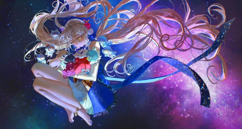 6+girls anklet astronaut barefoot blonde_hair blue_bow blue_hair blue_leotard blue_nails blue_skirt bow bow_skirt brown_hair ceres_fauna crying crying_with_eyes_open dark-skinned_female dark_skin elbow_gloves floating floating_hair gawr_gura gloves green_hair hair_ornament hakos_baelz halter_top halterneck highres holocouncil hololive hololive_english holomyth hug irys_(hololive) jewelry kaniko_(tsukumo_sana) leotard leotard_under_clothes long_hair looking_at_another miniskirt mori_calliope multicolored_hair multiple_girls nail_polish nanashi_mumei ninomae_ina'nis orange_hair ouro_kronii overskirt pink_hair planet_hair_ornament pleated_skirt purple_eyes purple_hair quasarcake red_hair see-through see-through_skirt size_difference skirt smol_ame smol_baelz smol_calli smol_fauna smol_gura smol_ina smol_irys smol_kiara smol_kronii smol_mumei space space_helmet space_print starry_sky_print streaked_hair takanashi_kiara tears toenail_polish toenails tsukumo_sana twintails usaslug_(tsukumo_sana) very_long_hair virtual_youtuber watson_amelia white_gloves white_hair white_skirt yellow_eyes