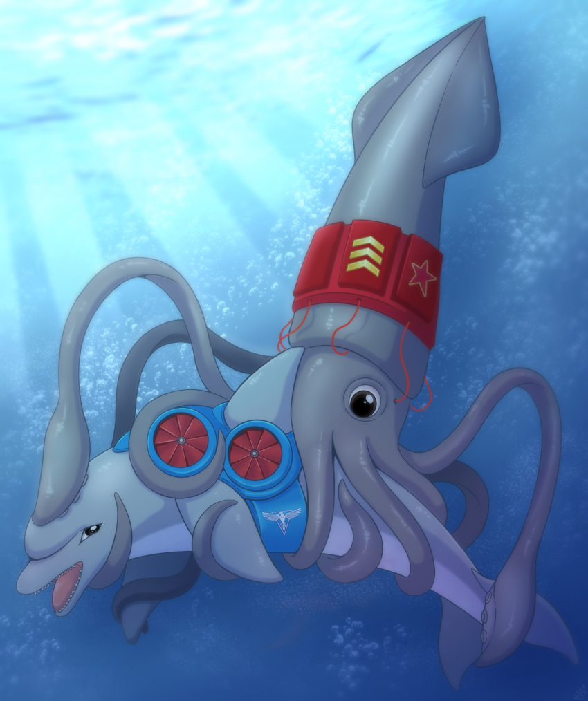 ambiguous_gender bdsm bondage bound cephalopod cetacean coleoid decapodiform delphinoid duo feral giant_squid hi_res machine mammal marine mollusk red_alert_(series) red_alert_2 tentacles toothed_whale underwater vavacung water