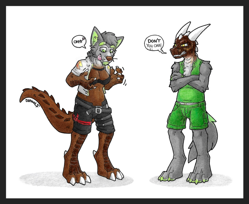 anthro argonian bethesda_softworks canid canine canis danwolf danwolf15 danwolf_(character) duo female head_swap hi_res lizard male mammal reptile scalie the_elder_scrolls transformation video_games wolf