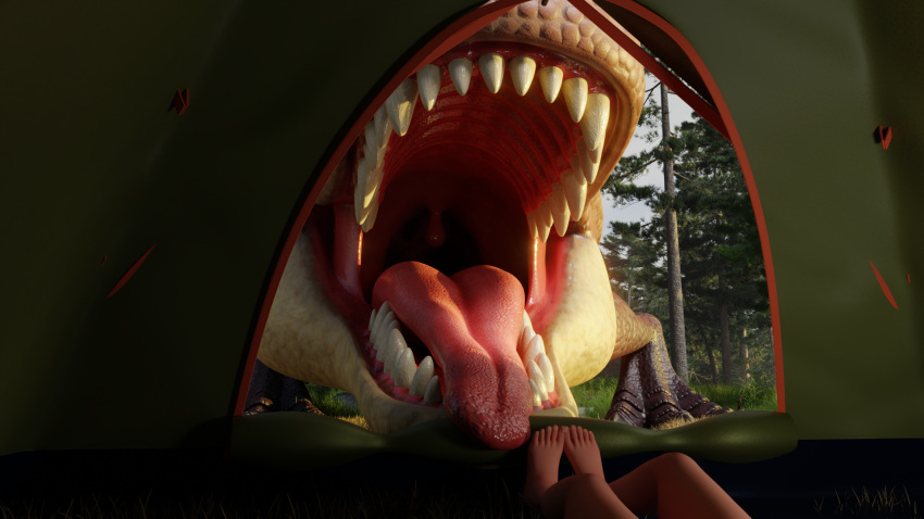 blender_(software) cryptocrisis dinosaur duo female female/female feral fetish-art hi_res human mammal momma open_mouth reptile scalie tongue vore