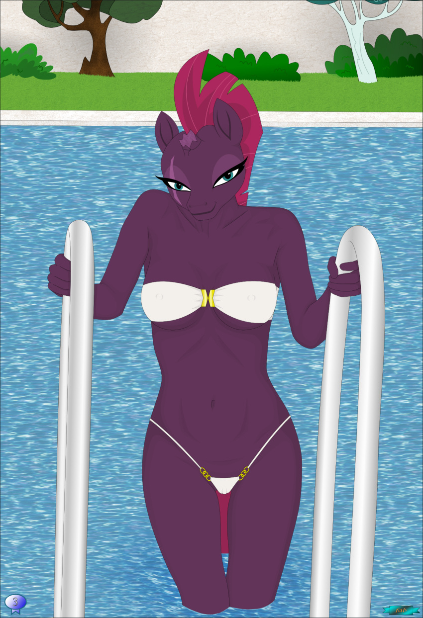 anthro bikini clothing fab3716 female friendship_is_magic hasbro hi_res my_little_pony my_little_pony:_the_movie_(2017) pinup pool_(disambiguation) pose solo swimwear tempest_shadow_(mlp)