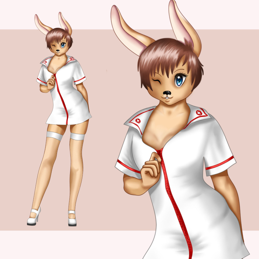 1:1 anthro clothing female female/female hi_res lagomorph leporid mammal nurse nurse_clothing nurse_uniform rabbit solo tsonic uniform