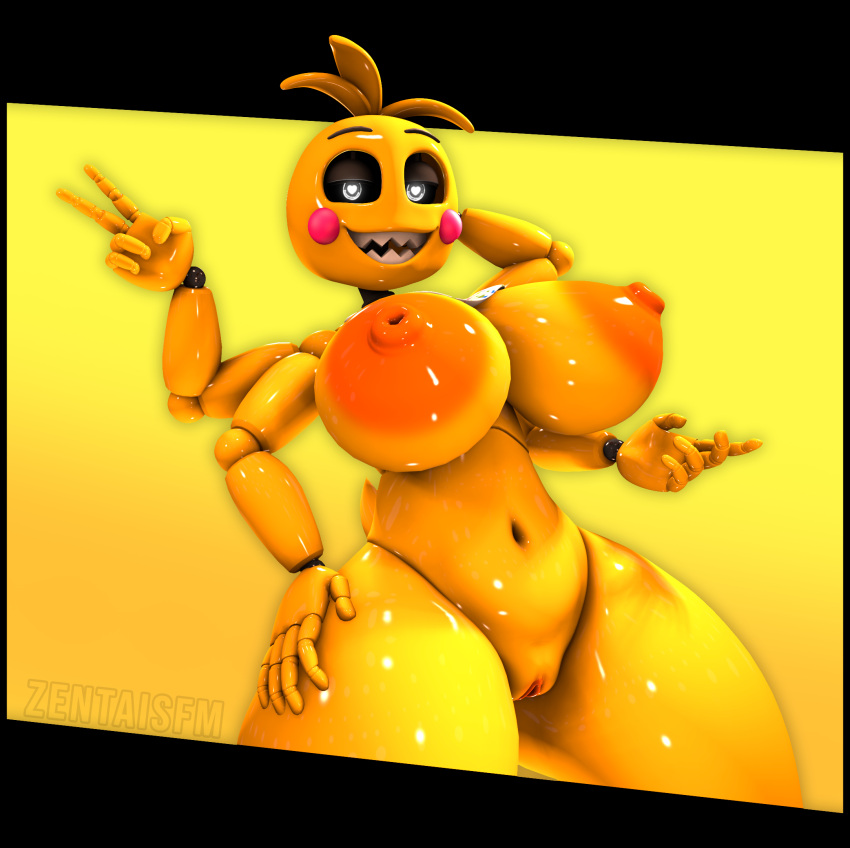 &lt;3 &lt;3_eyes 2022 3d_(artwork) 4_arms 5_fingers animatronic areola artist_name avian bib big_breasts bird blush blush_stickers breasts chicken digital_media_(artwork) female fingers five_nights_at_freddy's five_nights_at_freddy's_2 galliform gallus_(genus) genitals gesture hand_behind_head hand_on_hip hi_res looking_at_viewer lovetaste_chica machine multi_arm multi_limb navel nipples nude orange_areola orange_nipples phasianid pussy robot scottgames sharp_teeth smile smiling_at_viewer teeth thick_thighs toy_chica_(fnaf) v_sign video_games wide_hips yellow_body zentaisfm