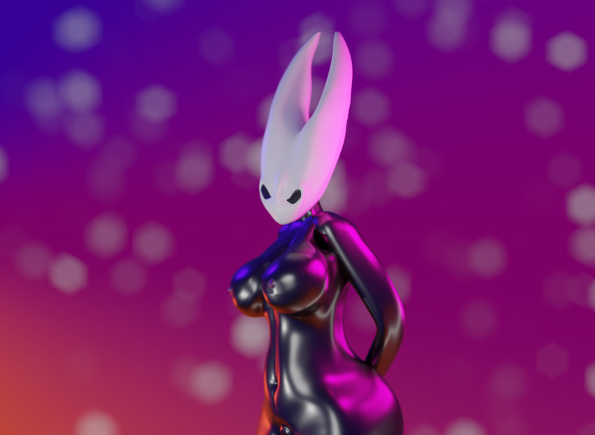 3d_(artwork) angry areola arthropod barely_visible_genitalia big_breasts big_butt black_body black_eyes breasts butt digital_media_(artwork) female genitals hand_behind_back hi_res hollow_knight hornet_(hollow_knight) looking_at_viewer navel nipples nude percyshiro pink_nipples solo team_cherry thick_thighs video_games white_head