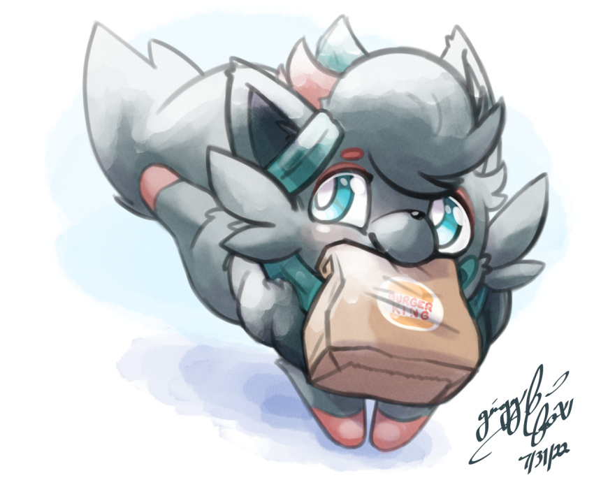 bag bandage burger_king food_bag gingy_k_fox nintendo pok&eacute;mon pok&eacute;mon_(species) running scarf video_games zorua