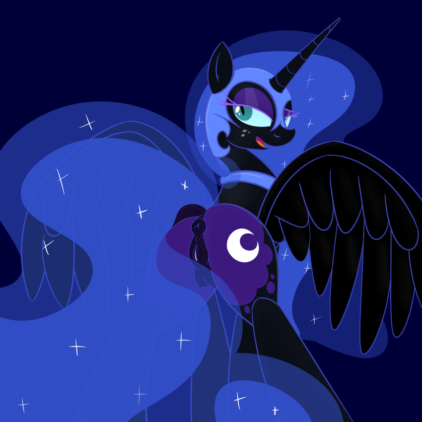 2015 absurd_res anatomically_correct anatomically_correct_genitalia anatomically_correct_pussy animal_genitalia animal_pussy anus armor blue_background blue_eyes blue_sclera butt cutie_mark digital_media_(artwork) equid equine equine_pussy feathered_wings feathers freckles friendship_is_magic genitals hasbro headgear helmet hi_res honeymono horn looking_back mammal my_little_pony nightmare_moon_(mlp) open_mouth open_smile puffy_anus pussy raised_tail simple_background smile solo teats winged_unicorn wings