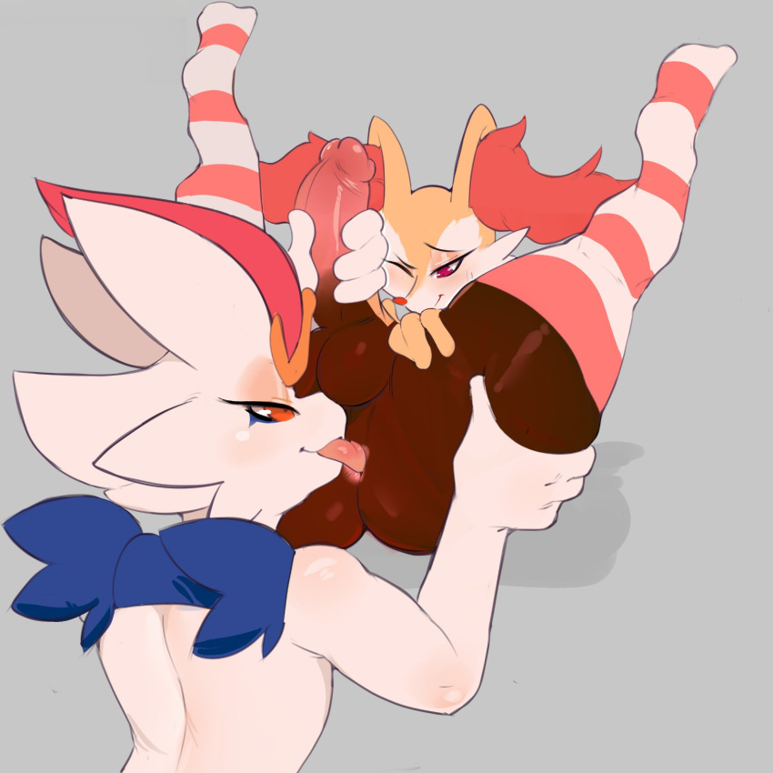 2022 anal anthro anthro_on_anthro anus balls big_butt big_penis blush braixen butt cinderace clothing duo erection eyebrows eyelashes footwear fur genitals girly grey_background handjob hi_res humanoid_genitalia humanoid_penis leg_grab legs_up legwear lying male male/male narrowed_eyes nintendo nude on_back one_eye_closed oral pattern_clothing pattern_footwear pattern_legwear pattern_socks pattern_thigh_highs pattern_thigh_socks penile penis perineum pok&eacute;mon pok&eacute;mon_(species) rimming rusty_trombone sex shadow simple_background smile socks spread_legs spreading striped_clothing striped_footwear striped_legwear striped_socks striped_thigh_highs striped_thigh_socks stripes thick_thighs thigh_grab thigh_highs thigh_socks tongue tongue_out tuft video_games zeo_(artist)