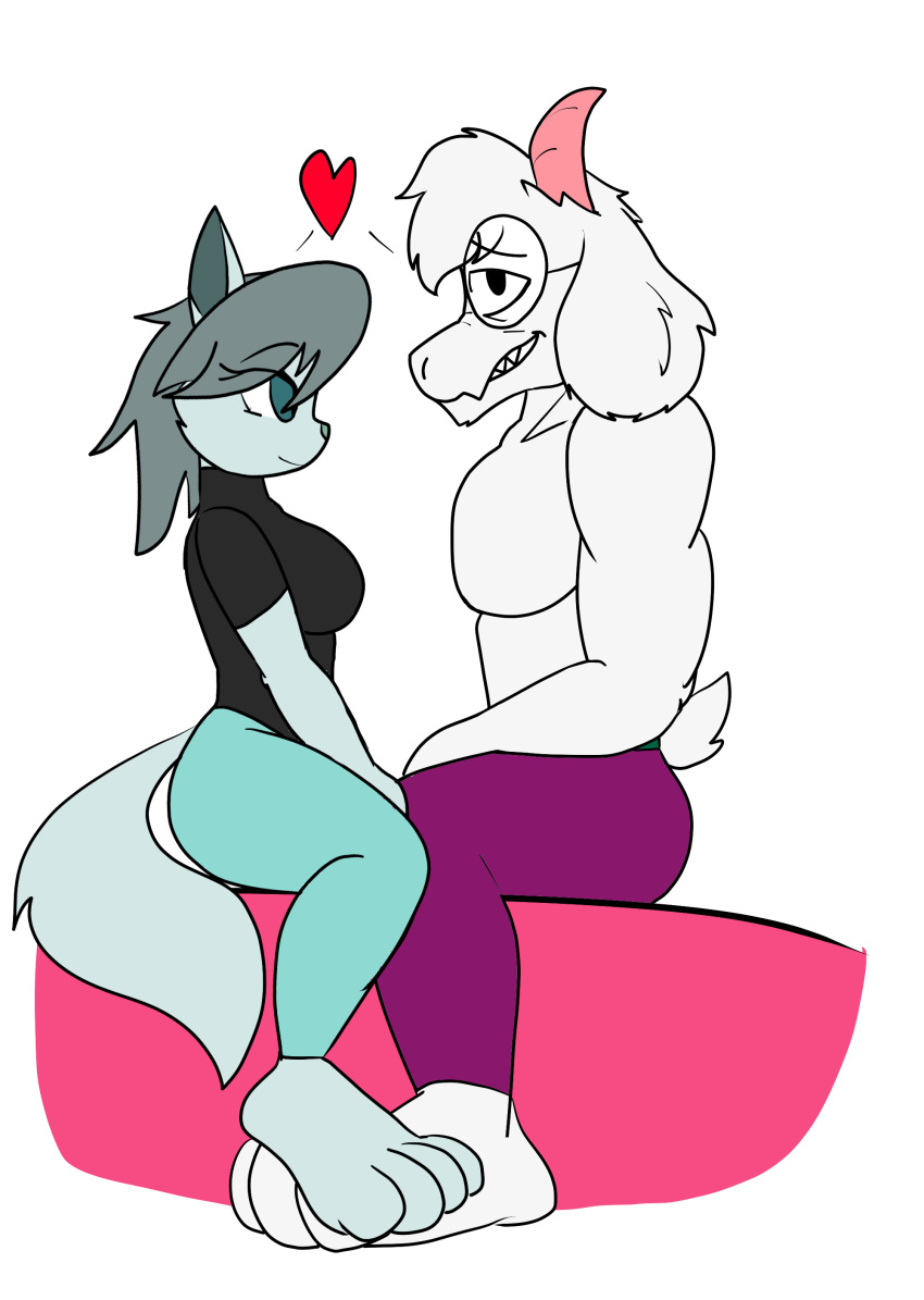 absurd_res anthro bare_chest barefoot bovid canid canine canis caprine crossgender darkburst_(artist) deltarune duo dust:_an_elysian_tail dust_(elysian_tail) eyewear feet female flirting foot_fetish foot_play footsie frozarcold glasses goat hi_res male male/female mammal muscular muscular_male ralsei romantic romantic_couple simple_background undertale_(series) video_games wolf