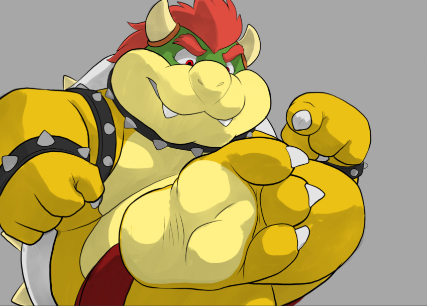 3_toes anthro barefoot bowser claws dj-rodney feet foot_focus koopa male mario_bros nintendo overweight overweight_anthro paws red_eyes reptile scalie soles solo toes video_games yellow_body