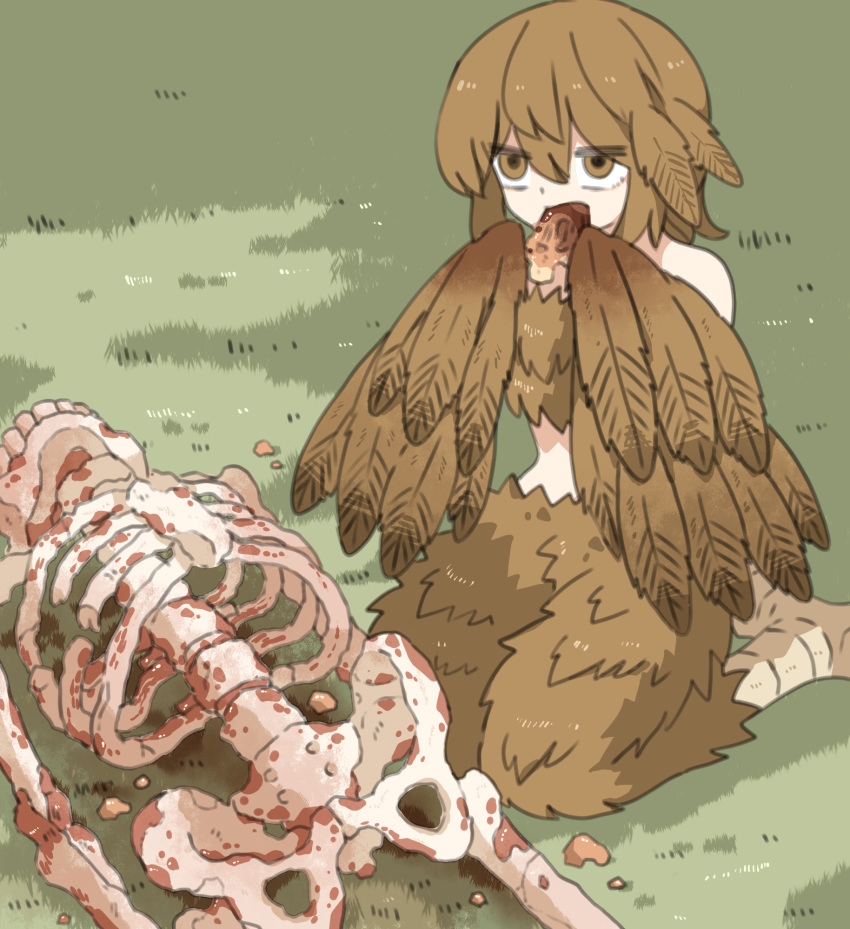 ambiguous_gender avian blood bodily_fluids bone cannibalism death duo eating european_mythology feathers female gore greek_mythology hard_vore harpy hi_res humanoid mythological_avian mythology skeleton supaccha vore