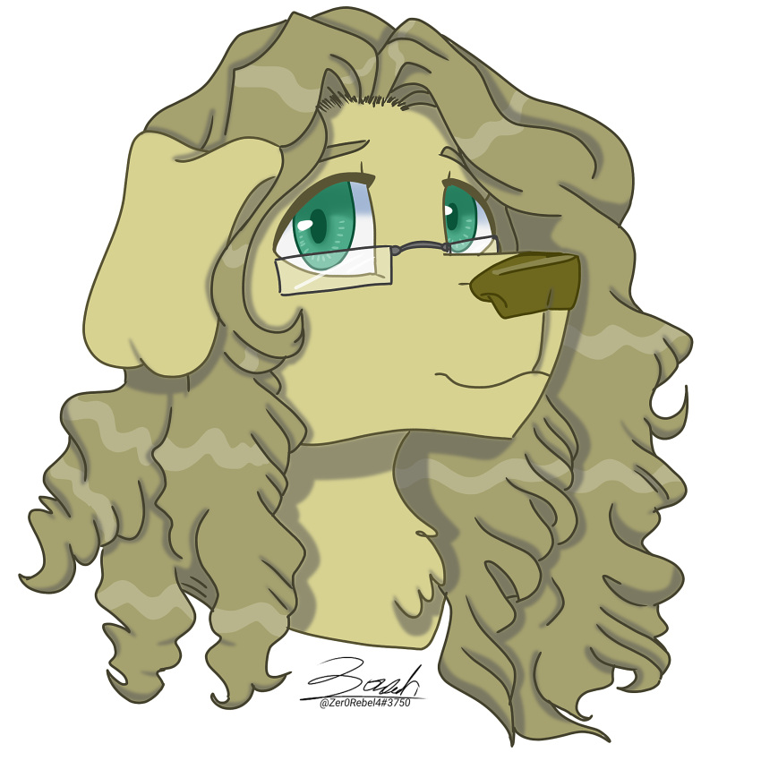 1:1 2022 absurd_res alpha_channel anthro bird_dog blonde_hair bust_portrait canid canine canis chest_tuft curled_hair digital_drawing_(artwork) digital_media_(artwork) domestic_dog eyewear female floppy_ears fur glasses golden_retriever great_dane green_eyes hair hi_res hunting_dog looking_at_viewer mammal mastiff mature_female mixed_breed molosser portrait retriever simple_background smile solo transparent_background tuft yellow_body yellow_fur zer0rebel4