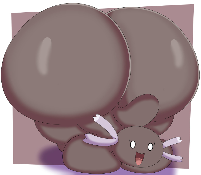 absurd_res anthro ass_up bent_over big_breasts big_butt breasts brown_body butt cyandrive98 female hi_res huge_breasts huge_butt hyper hyper_butt jack-o'_pose looking_at_viewer nude open_mouth paldean_form paldean_wooper pose solo white_eyes