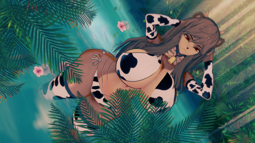 animal_bikini animal_print anthro bikini canid canine clothing cow_bikini cow_print entei female feral forest humanoid legendary_pok&eacute;mon looking_at_viewer mammal nature nature_background nintendo pattern_clothing pattern_swimwear plant pok&eacute;mon pok&eacute;mon_(species) scenic_view solo sunrays swimwear tree video_games