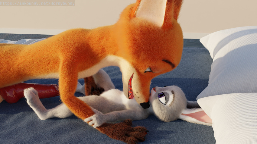 absurd_res anthro big_penis canid canine disney duo female fingering flat_chested fox genitals hi_res hornybunny judy_hopps lagomorph leporid licking male male/female mammal nick_wilde nipple_fetish nipple_lick nipple_play nipples penis rabbit size_difference small_but_hung tongue tongue_out vaginal vaginal_fingering zootopia