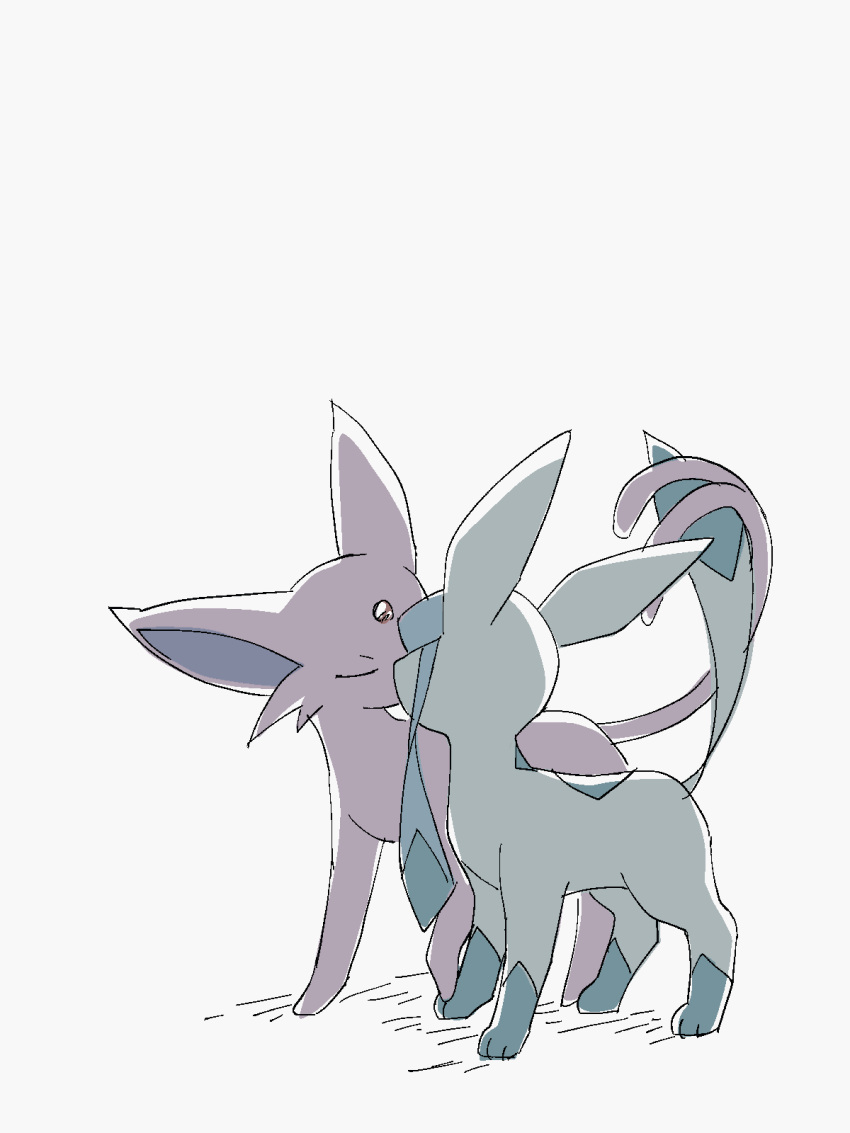 3:4 3_toes ambiguous/ambiguous ambiguous_gender canid cheek_tuft colored digital_media_(artwork) digitigrade dipstick_tail duo eeveelution entwined_tails espeon eyes_closed facial_tuft feet felid feline feral feral_on_feral forehead_gem forked_tail full-length_portrait fur glaceon hi_res iie_efg kemono kissing mammal markings monotone_body monotone_ears monotone_fur monotone_tail multicolored_tail nintendo paws pink_body pink_ears pink_fur pink_tail pok&eacute;mon pok&eacute;mon_(species) portrait quadruped romantic romantic_couple side_view simple_background standing tail_coil tail_markings toes tuft two_tone_tail unusual_anatomy unusual_tail video_games white_background