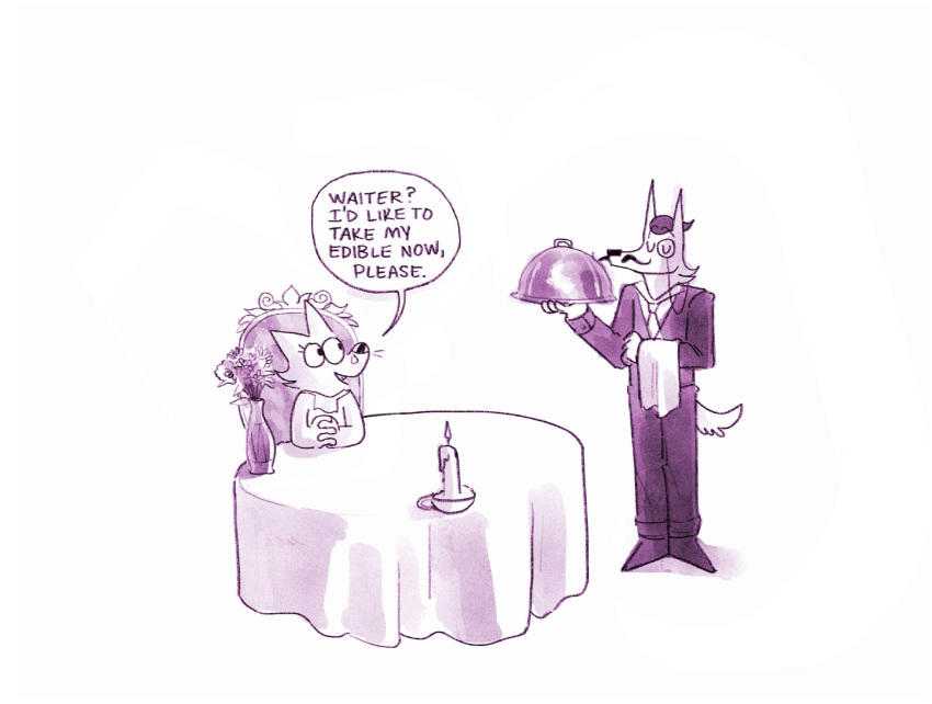 ambiguous_gender anthro candle duo english_text female furniture hi_res table text twistcmyk waiter