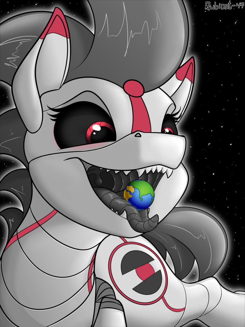 equid equine hi_res horse machine macro mammal micro micro_on_macro mouth_shot open_mouth open_space planet pony robot robot_pony rubiont-47 safe_vore size_difference space teeth vore voreday