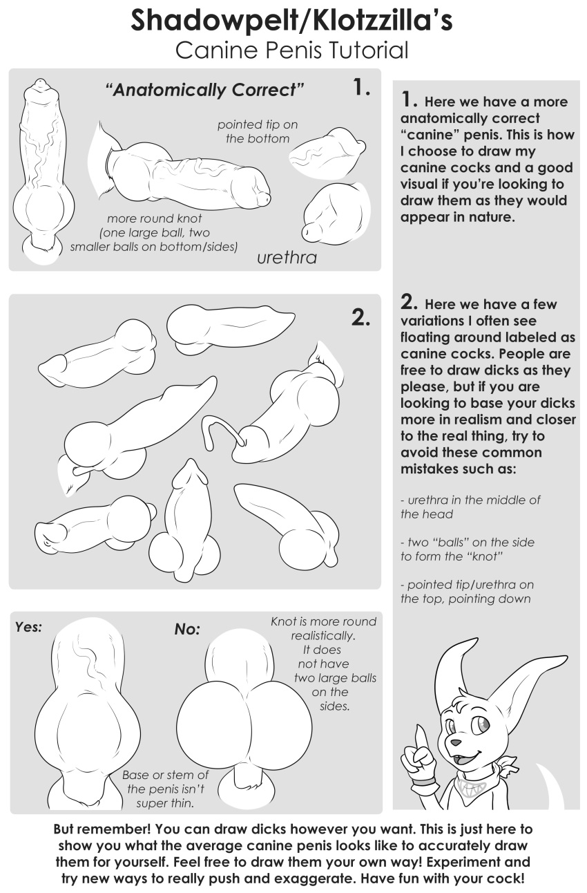 4_fingers absurd_res anatomically_correct anatomically_correct_genitalia anatomically_correct_penis anatomy_reference animal_genitalia animal_penis anthro big_ears big_eyes bodily_fluids canid canine canine_penis clothing cum dialogue digital_media_(artwork) disembodied_penis erection fingers genital_close_up genital_fluids genitals gesture gloves handwear hi_res how-to klotzzilla knot knot_root long_ears male mammal meme monochrome neckerchief open_mouth open_smile penis penis_focus penis_sheet penis_shot raised_finger raised_index_finger reference_guide shadowpelt smile solo speech_bubble talking_to_viewer the_more_you_know tongue urethra vein veiny_penis