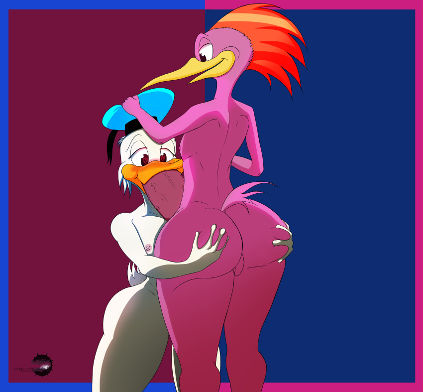 absurd_res anatid anseriform anthro aracuan_bird avian bird disney donald_duck duck duo hi_res ianmata1998 male male/male