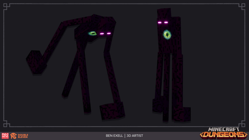 3d_(artwork) ambiguous_gender artist_name ben_exell big_hands big_head black_body black_skin company crouching digital_media_(artwork) enderman endersent_(minecraft_dungeons) glowing glowing_eyes grey_background hi_res humanoid logo long_arms long_legs microsoft minecraft minecraft_dungeons model_sheet mojang monster nude official_art pink_sclera pupils simple_background solo standing video_games white_pupils xbox_game_studios