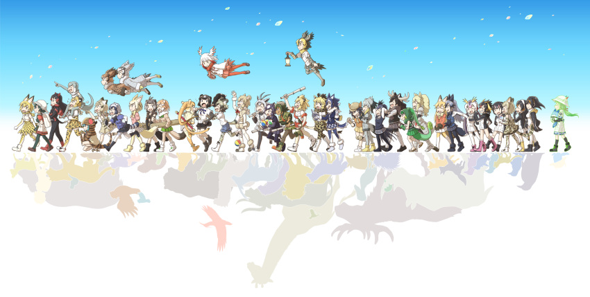 6+girls ^_^ african_wild_dog_(kemono_friends) african_wild_dog_print alpaca alpaca_ears alpaca_girl alpaca_suri_(kemono_friends) alpaca_tail american_beaver_(kemono_friends) animal_ears antenna_hair antlers arabian_oryx_(kemono_friends) arm_at_side arm_up armadillo_ears aurochs_(kemono_friends) backpack bag ball bangs bear bear_ears bear_girl bear_tail beaver_ears beaver_tail bird bird_girl bird_tail bird_wings black-tailed_prairie_dog_(kemono_friends) black_hair blonde_hair blue_hair blunt_bangs bodystocking bow bowtie brown_hair bug butterfly camouflage campo_flicker_(kemono_friends) carrying cat cat_ears cat_girl cat_tail chameleon chameleon_tail circlet closed_eyes closed_mouth coat common_raccoon_(kemono_friends) cow cow_ears crested_porcupine_(kemono_friends) crossed_arms dark-skinned_female dark_skin different_reflection dog dog_ears dog_girl dog_tail elbow_gloves emperor_penguin_(kemono_friends) empty_eyes eurasian_eagle_owl_(kemono_friends) everyone extra_ears ezo_red_fox_(kemono_friends) fennec_(kemono_friends) fennec_fox floating_hair forehead_protector fox fox_ears fox_girl fox_tail from_side full_body fur_collar gazelle gazelle_ears gentoo_penguin_(kemono_friends) geta giant_armadillo_(kemono_friends) giraffe giraffe_ears giraffe_horns giraffe_print glasses gloves golden_snub-nosed_monkey_(kemono_friends) green_hair grey_hair grey_wolf_(kemono_friends) hat hat_feather head_wings headphones height_difference helmet highres hippopotamus hippopotamus_(kemono_friends) hippopotamus_ears hologram hood hood_up horns humboldt_penguin_(kemono_friends) jacket jaguar jaguar_(kemono_friends) jaguar_ears jaguar_girl jaguar_print jaguar_tail jaguarman_series japanese_black_bear_(kemono_friends) japanese_crested_ibis_(kemono_friends) kaban_(kemono_friends) kemono_friends kneeling kokorori-p leotard lion lion_(kemono_friends) lion_ears lion_girl lion_tail long_hair long_sleeves looking_afar looking_at_another lucky_beast_(kemono_friends) margay margay_(kemono_friends) margay_print medium_hair mirai_(kemono_friends) monkey monkey_ears monkey_girl monkey_tail moose moose_(kemono_friends) moose_ears multicolored_hair multiple_girls necktie northern_white-faced_owl_(kemono_friends) on_shoulder one-piece_swimsuit open_mouth orange_hair orange_jacket otter otter_ears otter_girl otter_tail outstretched_arm owl owl_ears panther_chameleon_(kemono_friends) pants pantyhose penguin penguin_tail pith_helmet plaid_necktie plaid_sleeves plaid_trim pleated_skirt pointing porcupine porcupine_ears print_gloves print_skirt raccoon_ears raccoon_girl raccoon_tail red_hair red_pantyhose red_shirt reflection reflective_floor reticulated_giraffe_(kemono_friends) rhinoceros_girl rockhopper_penguin_(kemono_friends) royal_penguin_(kemono_friends) running sand_cat_(kemono_friends) serval serval_(kemono_friends) shirt shoebill shoebill_(kemono_friends) shoes short_sleeves shorts shoulder_carry silhouette silver_fox_(kemono_friends) sitting_on_shoulder skirt small-clawed_otter_(kemono_friends) smile snake snake_tail striped_tail swimsuit tail thighhighs tsuchinoko_(kemono_friends) walking white_rhinoceros_(kemono_friends) wings wolf wolf_ears wolf_girl wolf_tail