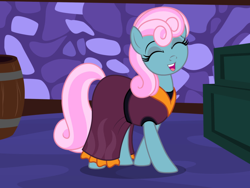 badumsquish barrel box clothing container crate dress earth_pony equid equine eyes_closed fan_character hair hasbro hi_res horse mammal monster my_little_pony pink_hair pony solo