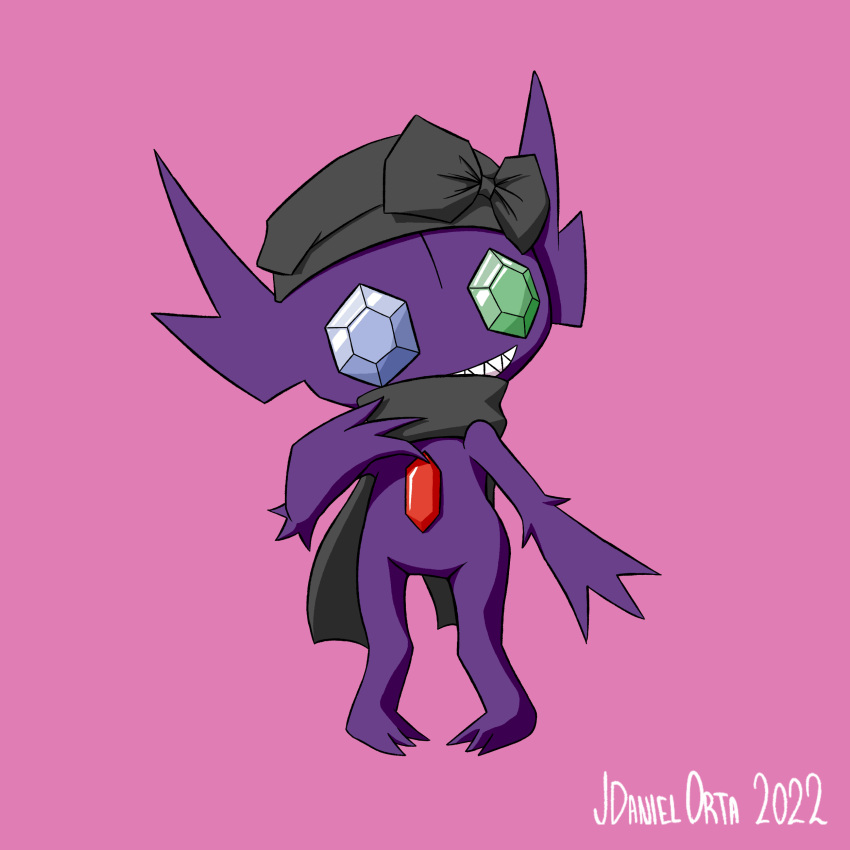 absurd_res alien beret claws clothing female goblin hat headgear headwear hi_res humanoid jdanieloart nintendo pok&eacute;mon pok&eacute;mon_(species) sableye scarf sharp_claws sharp_teeth solo teeth video_games