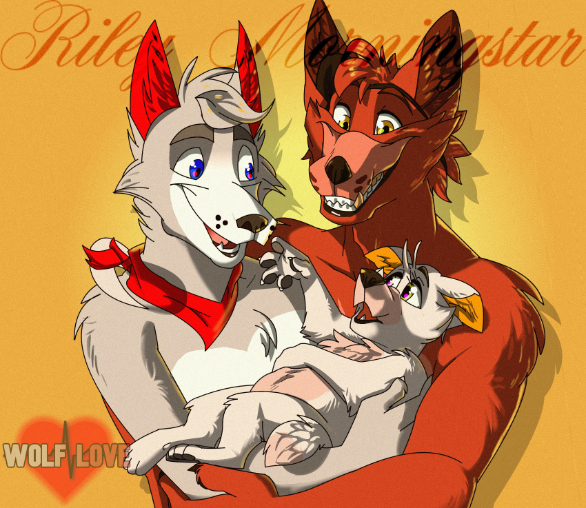 absurd_res adopted adopted_son adoption anthro canid canine canis family father father_and_child father_and_son five_nights_at_freddy's fox foxtto foxy_(fnaf) group hi_res holding_character holding_child love male mammal maned_wolf otto_wolf parent parent_and_child riley_morningstar scottgames son trio video_games wolf