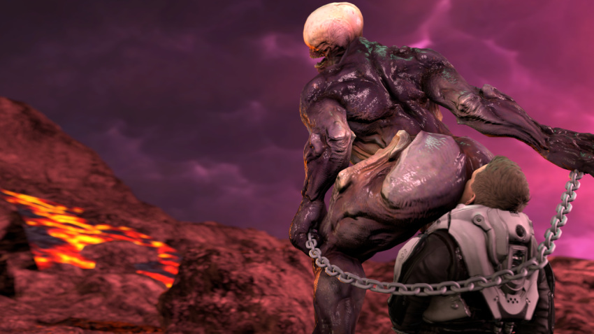3d_(artwork) ambiguous_gender armor ass_in_face bdsm bondage bound butt chain clothed clothed/nude clothing demon digital_media_(artwork) dominant dominant_intersex doom_(series) doom_slayer duo facesitting forced hell hell_knight human humanoid humiliation id_software intersex intersex/male laugh laughing_at male mammal nude pyro_enthusiast smile source_filmmaker stinkface submissive submissive_male uac video_games
