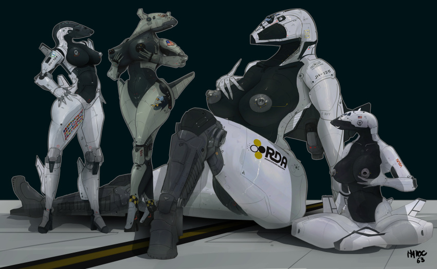aircraft aircraft_humanoid airlock anthro black_and_white_body boots breasts clothing engine eyeless female flag footwear glistening glistening_body grey_body group group_photo hand_on_breast hand_on_hip havoc63 hi_res james_cameron's_avatar living_aircraft living_machine living_vehicle long_legs looking_at_another machine mouthless nasa runway shuttle simple_background size_difference smile space_shuttle spacecraft tattoo text u.s._air_force us_flag vehicle wings