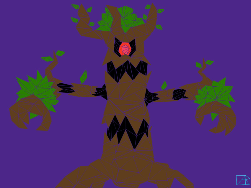 1_eye ambiguous_gender blazeing_crab elemental_creature flora_fauna ghost hi_res nintendo open_mouth plant pok&eacute;mon pok&eacute;mon_(species) red_eyes simple_background solo spirit tree trevenant video_games wood