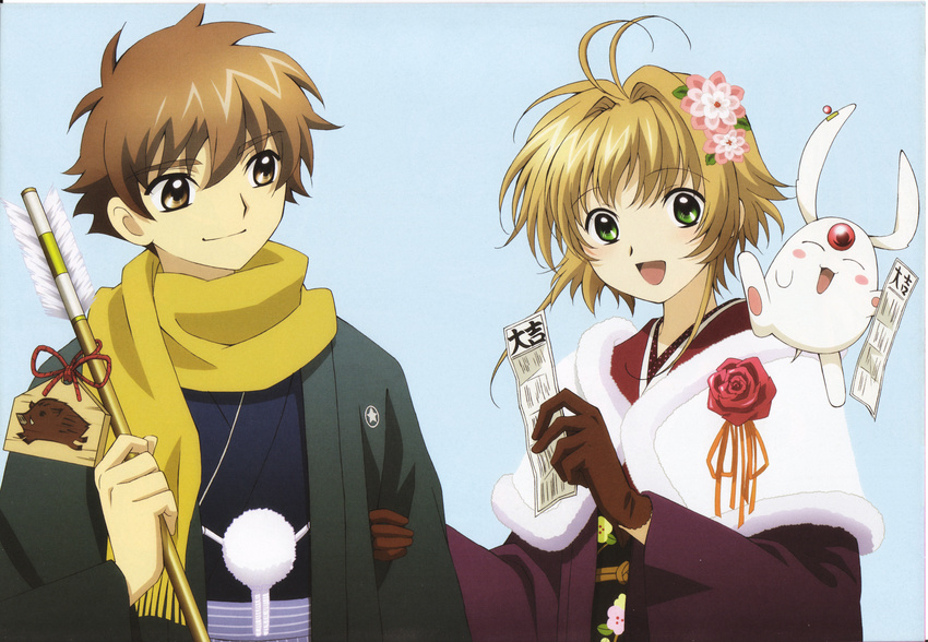 japanese_clothes kinomoto_sakura li_syaoran mokona tsubasa_reservoir_chronicle