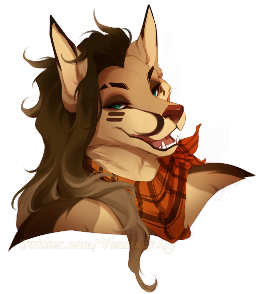 2022 absurd_res anthro breasts brown_body brown_fur brown_hair canid canine clothed clothing digital_media_(artwork) eyebrows eyelashes female fox fur hair hi_res looking_at_viewer mammal open_mouth smile teeth tongue vexstacy