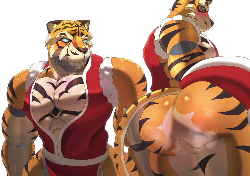 absurd_res anthro blizzard_entertainment bob_(overwatch) breasts butt clothed clothing digital_media_(artwork) fatal_fury felid goldlightyou hi_res machine mai_shiranui male mammal muscular muscular_male overwatch pantherine robot solo the_king_of_fighters tiger video_games