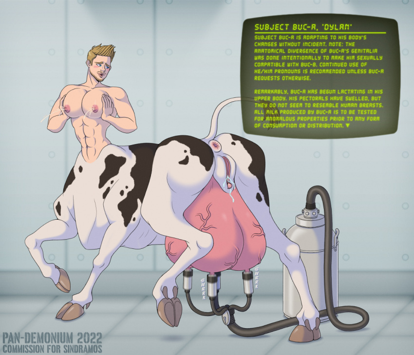 abs after_transformation andromorph animal_humanoid anus blonde_hair blue_eyes bodily_fluids bovid bovid_humanoid bovid_taur bovine bovine_humanoid bovine_taur cattle cattle_taur clitoris frankly-art genital_fluids genitals hair hooves humanoid humanoid_taur intersex laboratory laboratory_equipment laboratory_glassware lactating machine male mammal mammal_humanoid mammal_taur milking_machine navel nipples pec_milk pec_milking pec_push pec_squeeze pecs pussy pussy_juice scientific_instrument solo taur teats touching_own_breasts transformation udders waist