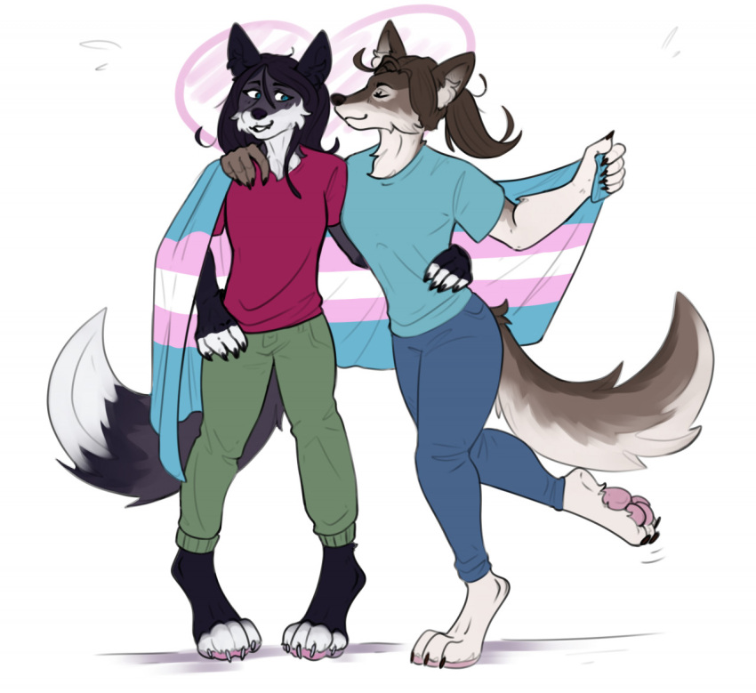 anthro canid canine canis duo exclusive female female/female flag general_(disambiguation) kiri-anko mammal pride_(disambiguation) sketch wolf