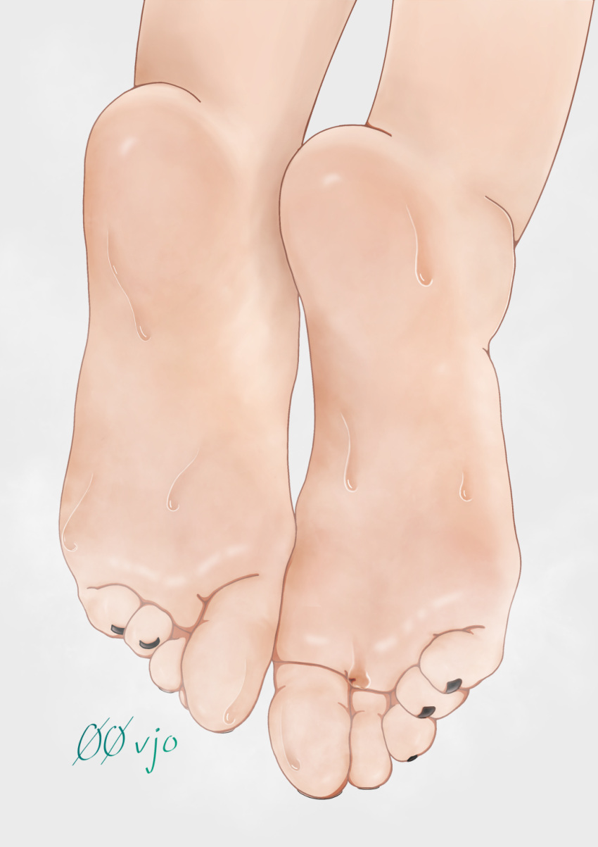 00vjo barefoot black_nails close-up feet feet_only foot_focus highres nail_polish no_shoes original soles toenail_polish toenails toes