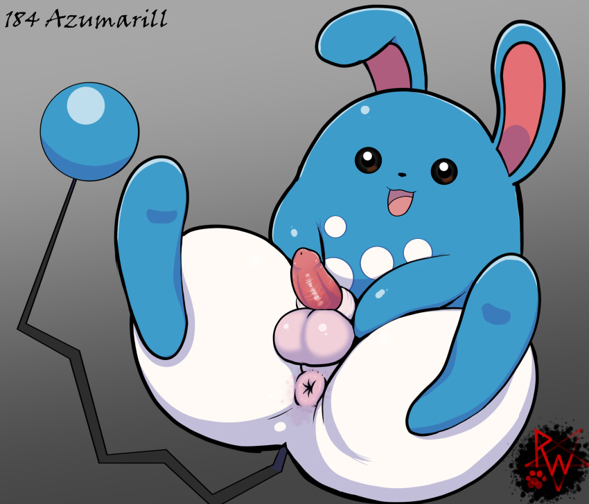 animal_genitalia animal_penis anus azumarill balls big_butt blue_body butt darkened_genitalia digital_media_(artwork) erection feet feral generation_2_pokemon genitals hi_res huge_butt lagomorph leporid looking_at_viewer lying male mammal multicolored_body nintendo on_back open_mouth penis pok&eacute;mon pokemon_(species) presenting puffy_anus rabbit rapistwerewolf red_penis sheath short_penis simple_background smile soles solo spread_legs spreading thick_thighs two_tone_body video_games white_body wide_hips