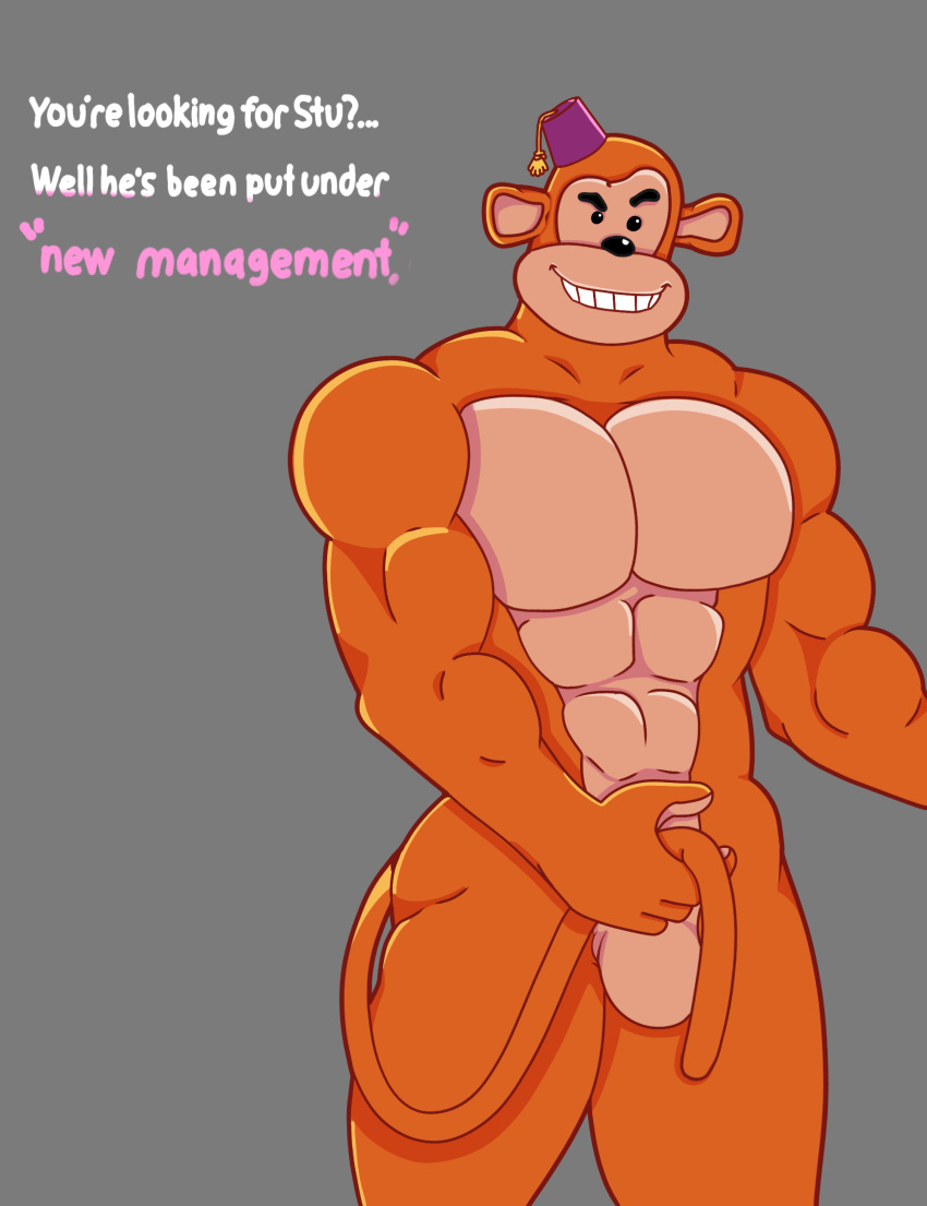 absurd_res after_transformation anthro clothing fez haplorhine hat headgear headwear hehdgd hi_res holding_tail male mammal monkey monkeybone monkeybone_(character) muscular muscular_male possession primate smile smiling_at_viewer solo