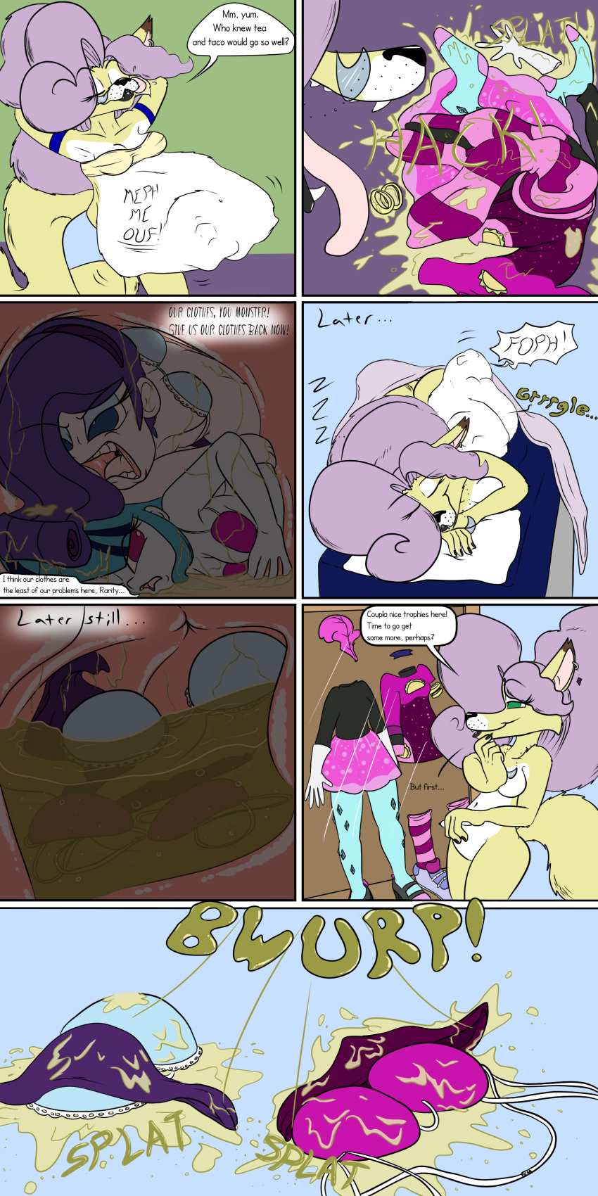 1:2 absurd_res anthro burping burping_up_clothes burping_up_clothing canid canine deity digested digestion digestive_fluids duo english_text equestria_girls female female/female female_pred female_prey forced fox friendship_is_magic hasbro head_first hephzibah_(humbug) hi_res humbug_(artist) mammal my_little_pony oral_vore rarity_(eg) rarity_(mlp) sonata_dusk sonata_dusk_(eg) text unwilling_prey vore willing_pred